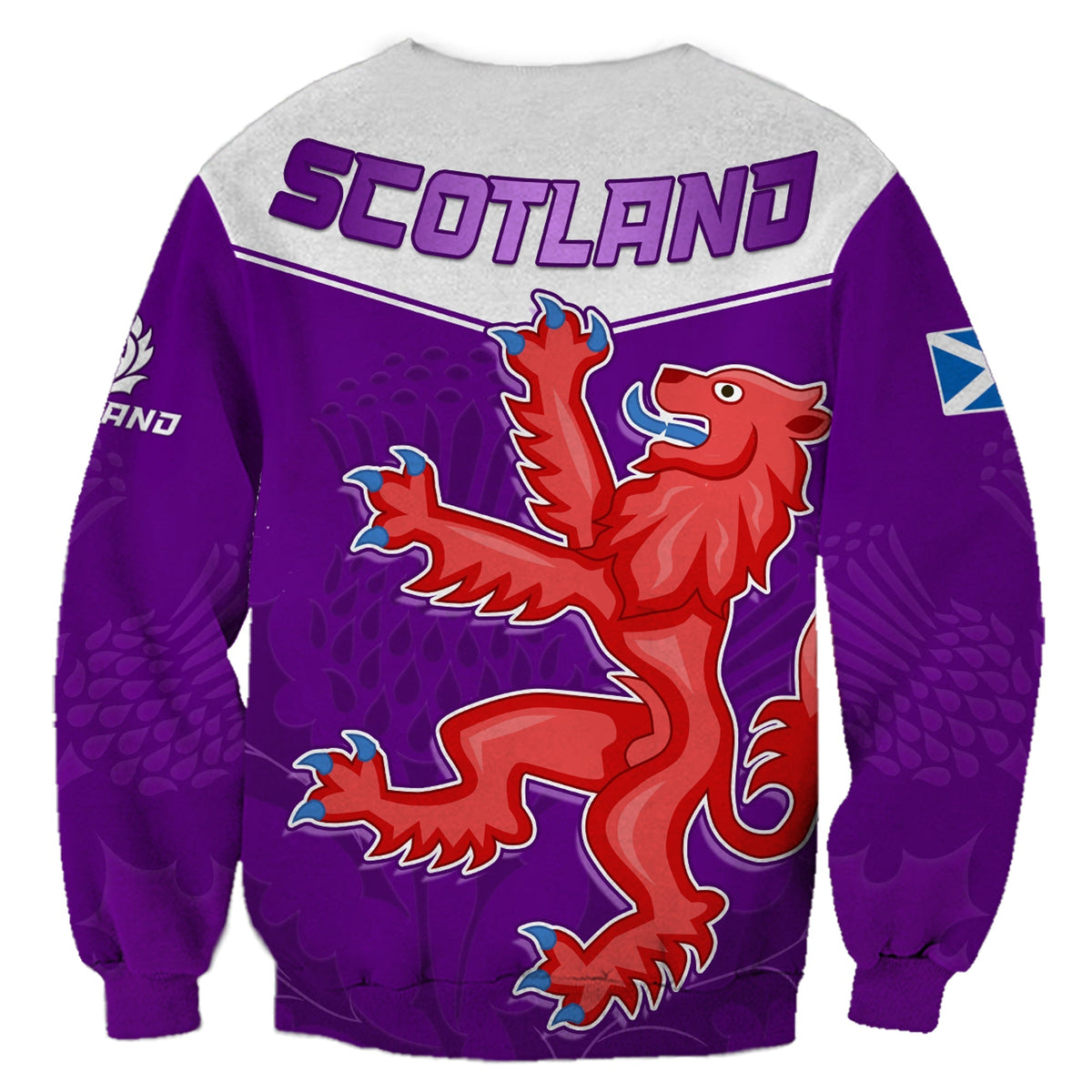 Scottish Rugby Sweatshirt Map Of Scotland Thistle Purple Version - Wonder Print Shop