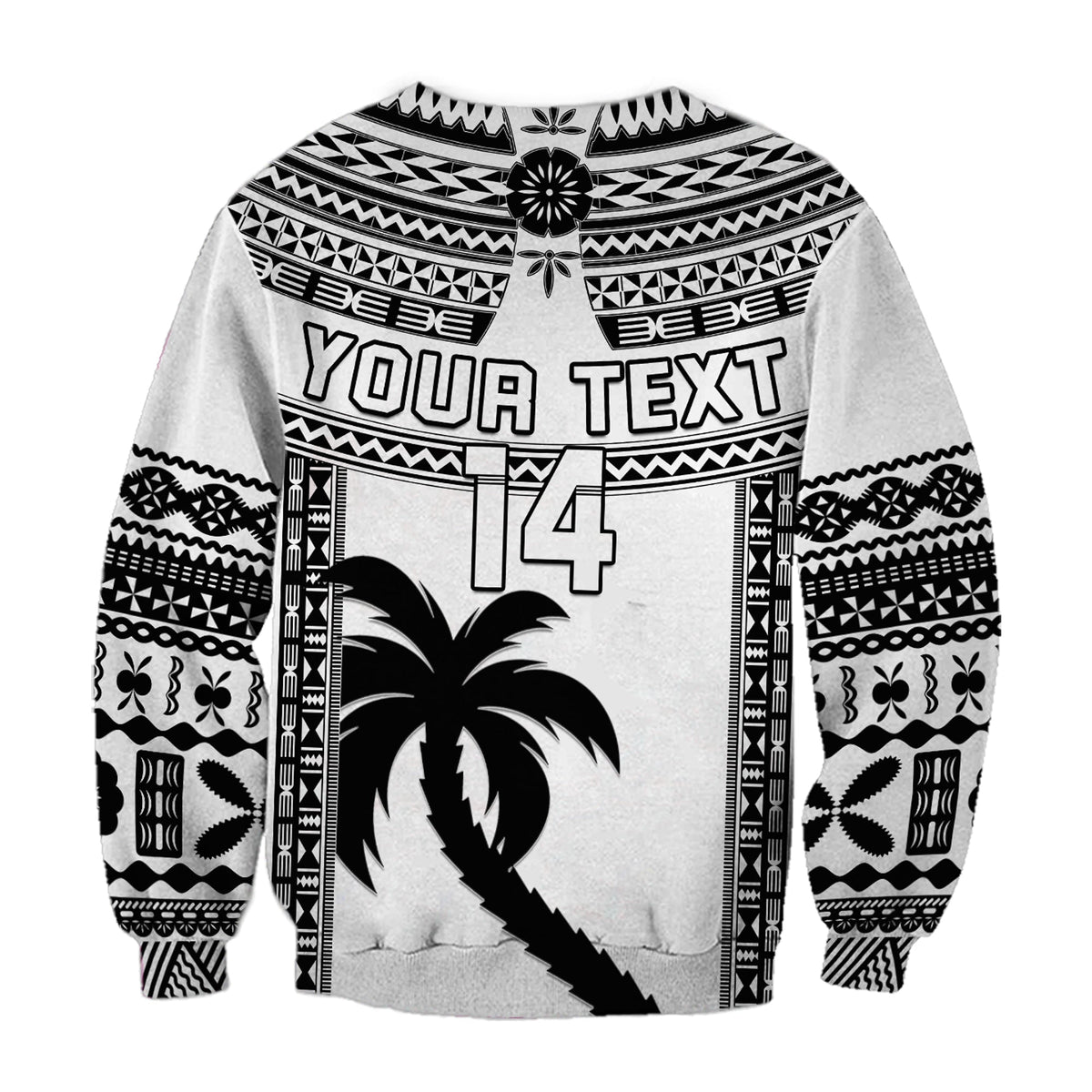 Custom Text And Number Fiji Rugby Sweatshirt Pacific The Bati Black Fijian Tapa - Wonder Print Shop