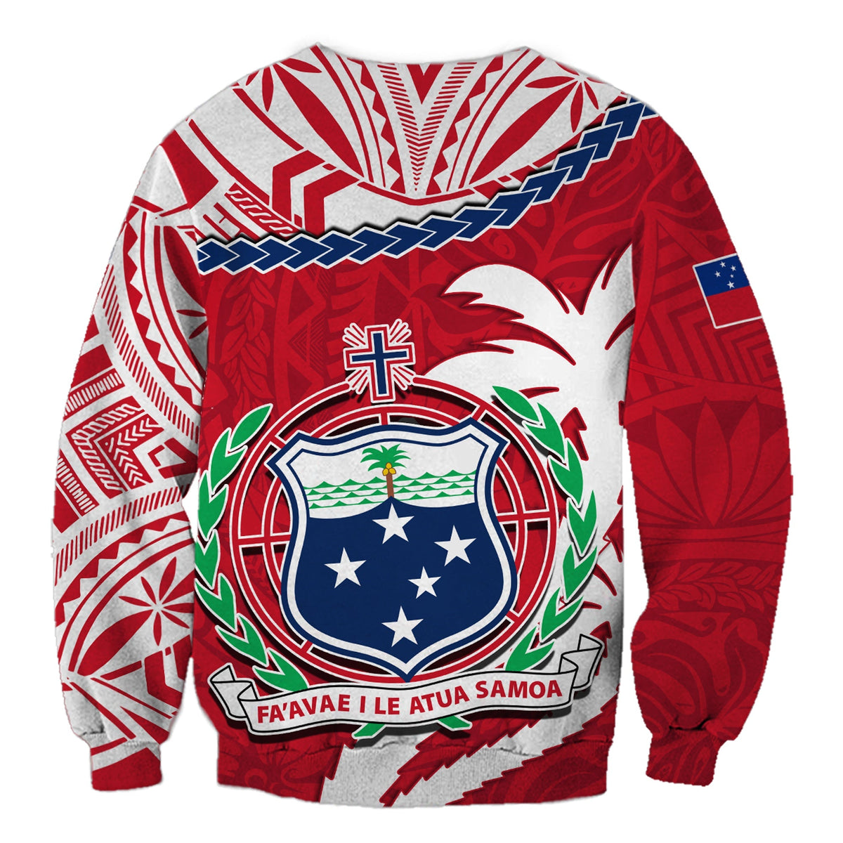 Samoa Sweatshirt Samoan Coat Of Arms With Coconut Red Style - Wonder Print Shop