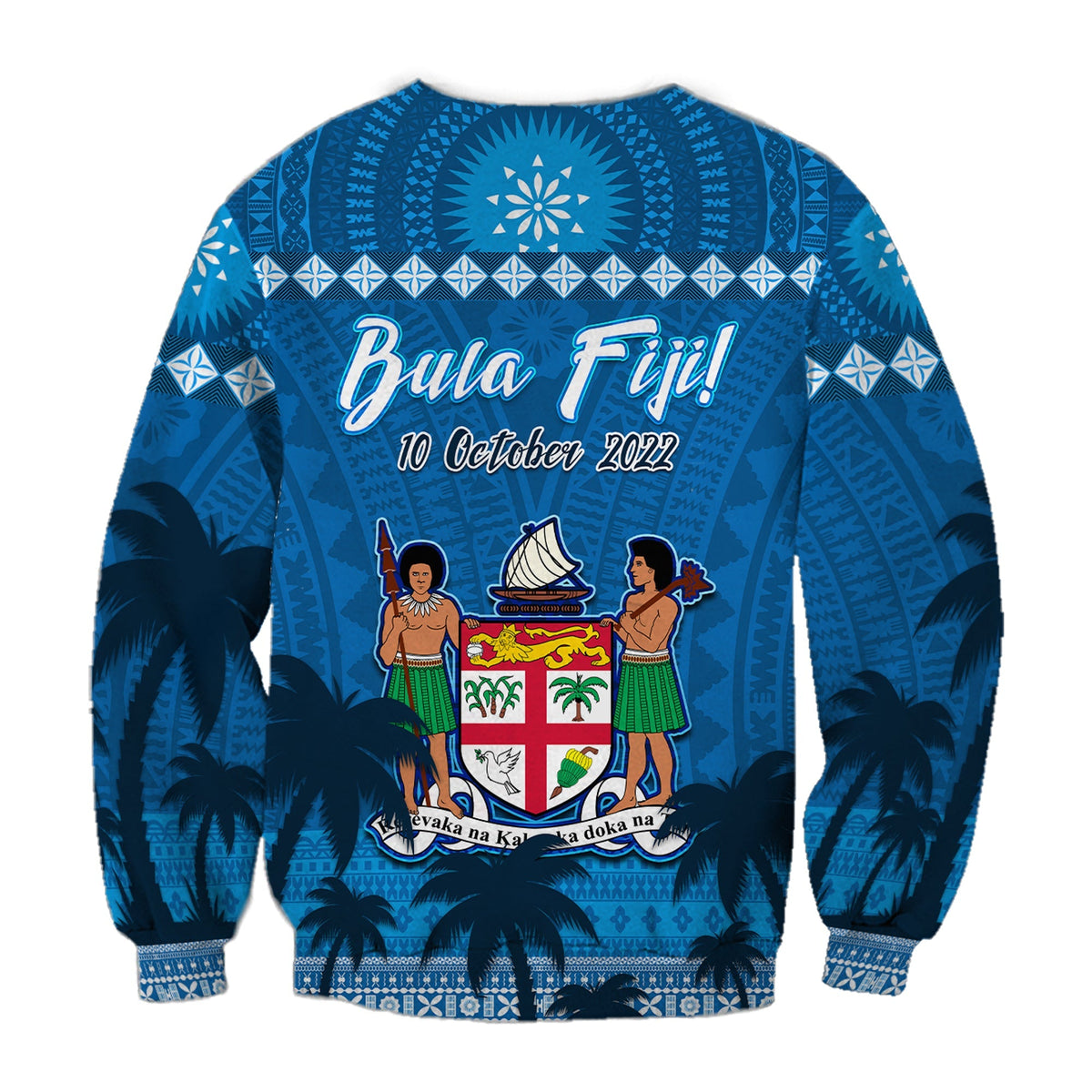 Bula Fiji Day Sweatshirt Fijian Tapa with Palm Tree 52nd Anniversary LT13 - Wonder Print Shop