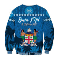 Bula Fiji Day Sweatshirt Fijian Tapa with Palm Tree 52nd Anniversary LT13 - Wonder Print Shop