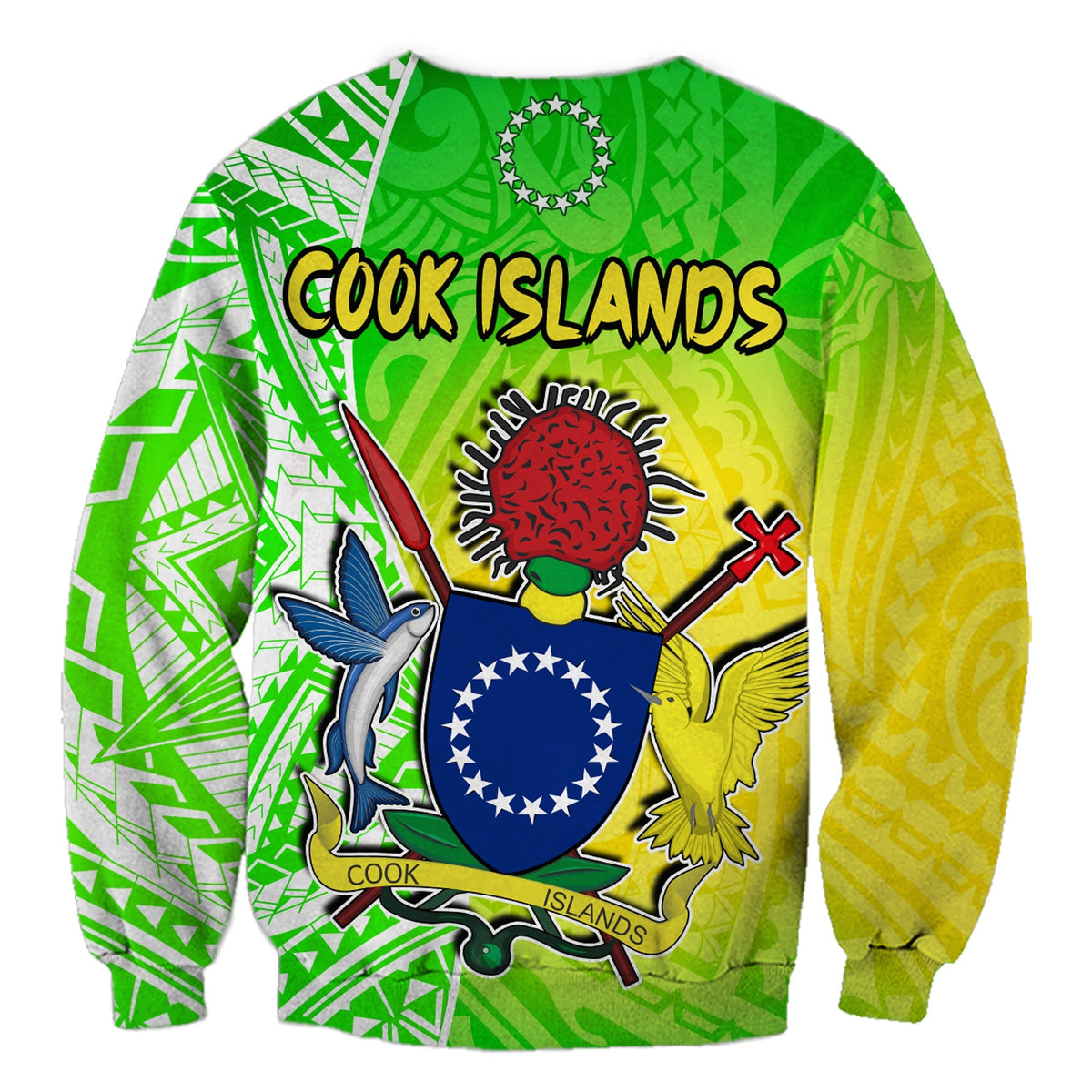 Happy Mangaia Gospel Day Sweatshirt Cook Islands Coat of Arms Polynesian Pattern - Wonder Print Shop