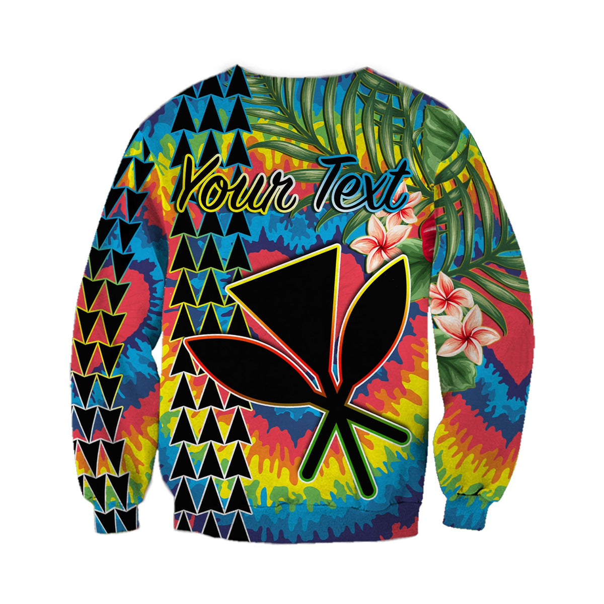 (Custom Personalised) Hawaii Rainbow Tie Dye Sweatshirt Flowers Polynesian Hawaiian Tribal LT13 - Wonder Print Shop