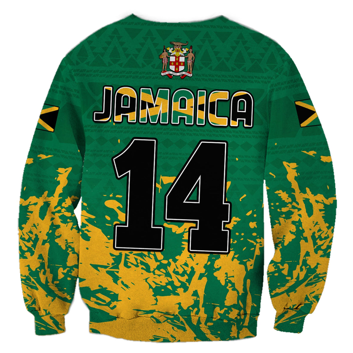 Jamaica Athletics Sweatshirt Jamaican Flag With African Pattern Sporty Style - Wonder Print Shop