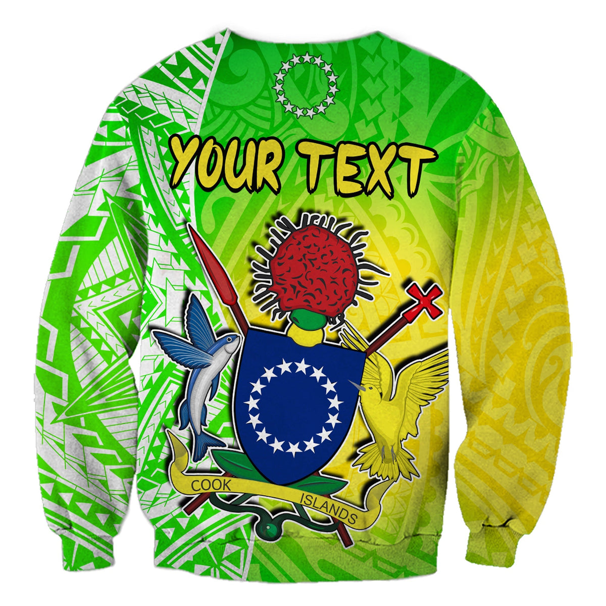 (Custom Personalised) Happy Mangaia Gospel Day Sweatshirt Cook Islands Coat Of Arms Polynesian Pattern - Wonder Print Shop