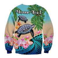 Custom Personalised Polynesian Turtle Coconut Tree And Orchids Sweatshirt - Wonder Print Shop