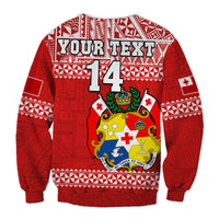 Custom Text And Number Tonga Rugby Sweatshirt Mate Maa Tonga Pacific Ngatu White - Wonder Print Shop