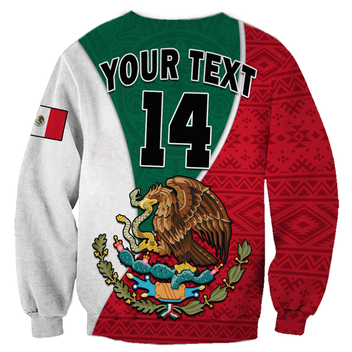 (Custom Text and Number) Mexico Sweatshirt Mexican Aztec Pattern - Wonder Print Shop
