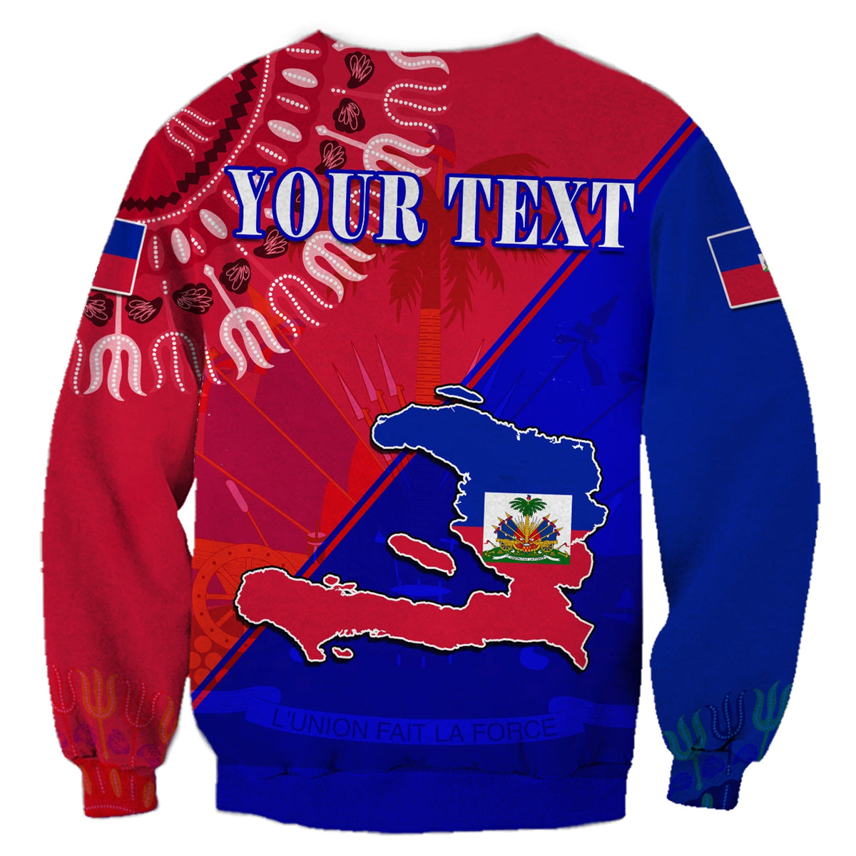 (Custom Personalised) Haiti Sweatshirt Haiti Flag Dashiki Simple Style - Wonder Print Shop