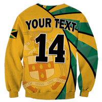 (Custom Text and Number) Jamaica Athletics Sweatshirt Jamaican Flag Mix Lion Sporty Style - Wonder Print Shop