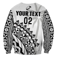 Rugby sweatshirt back, white with black tribal sleeves and large 'YOUR TEXT 02'