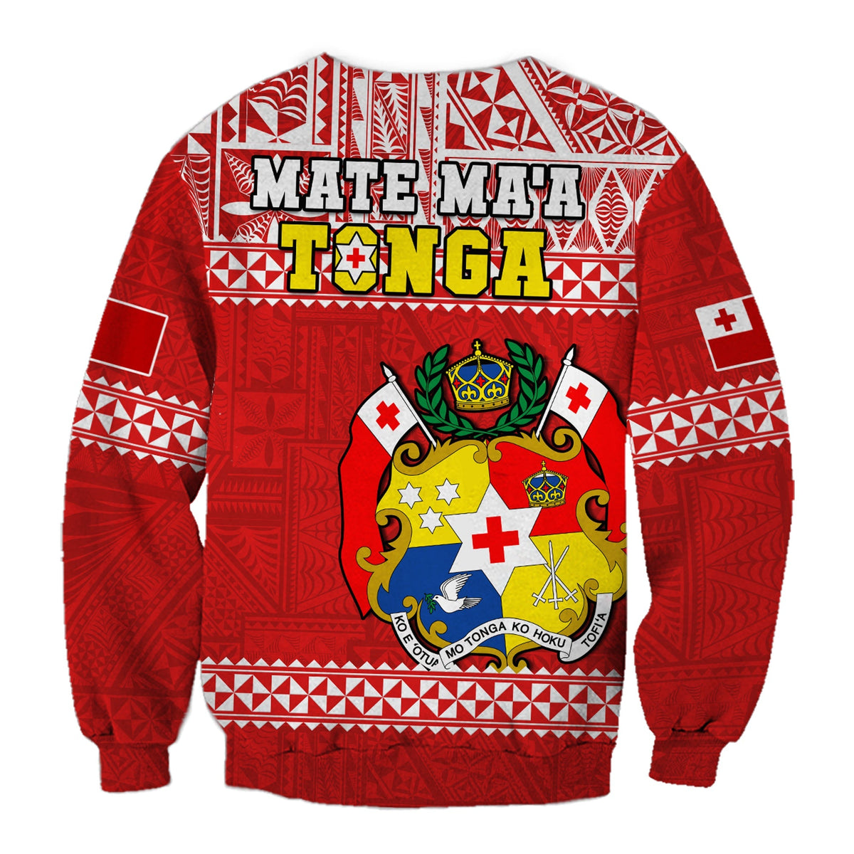 Tonga Rugby Sweatshirt Mate Maa Tonga Pacific Ngatu White - Wonder Print Shop