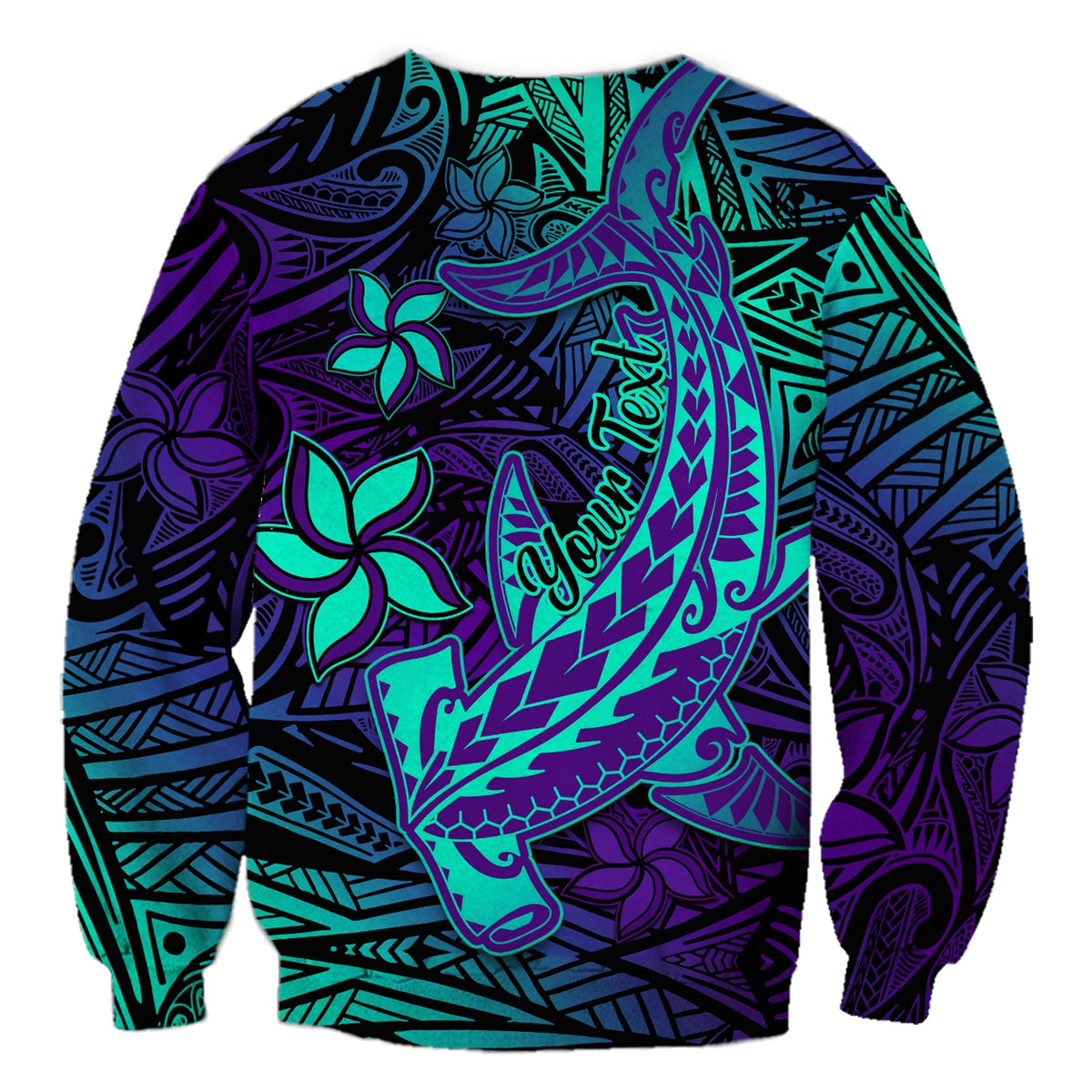 Custom Personalised Polynesian Sweatshirt Purple Paradise Hawaiian Tribal Hammerhead Shark - Wonder Print Shop