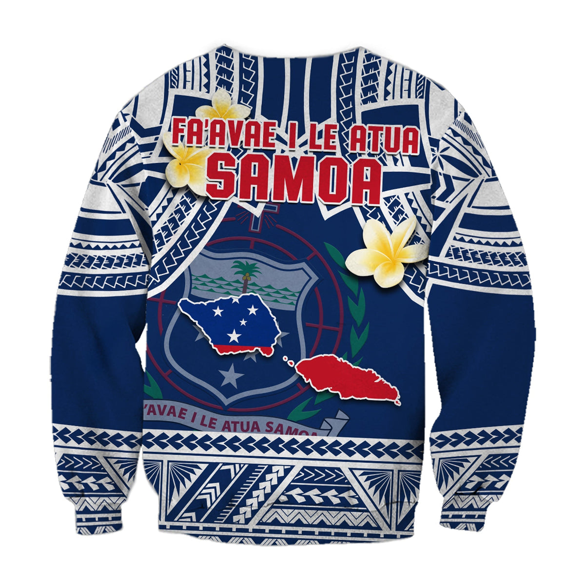 Samoa Sweatshirt Samoan Plumeria Flowers Mix Polynesian Pattern - Wonder Print Shop