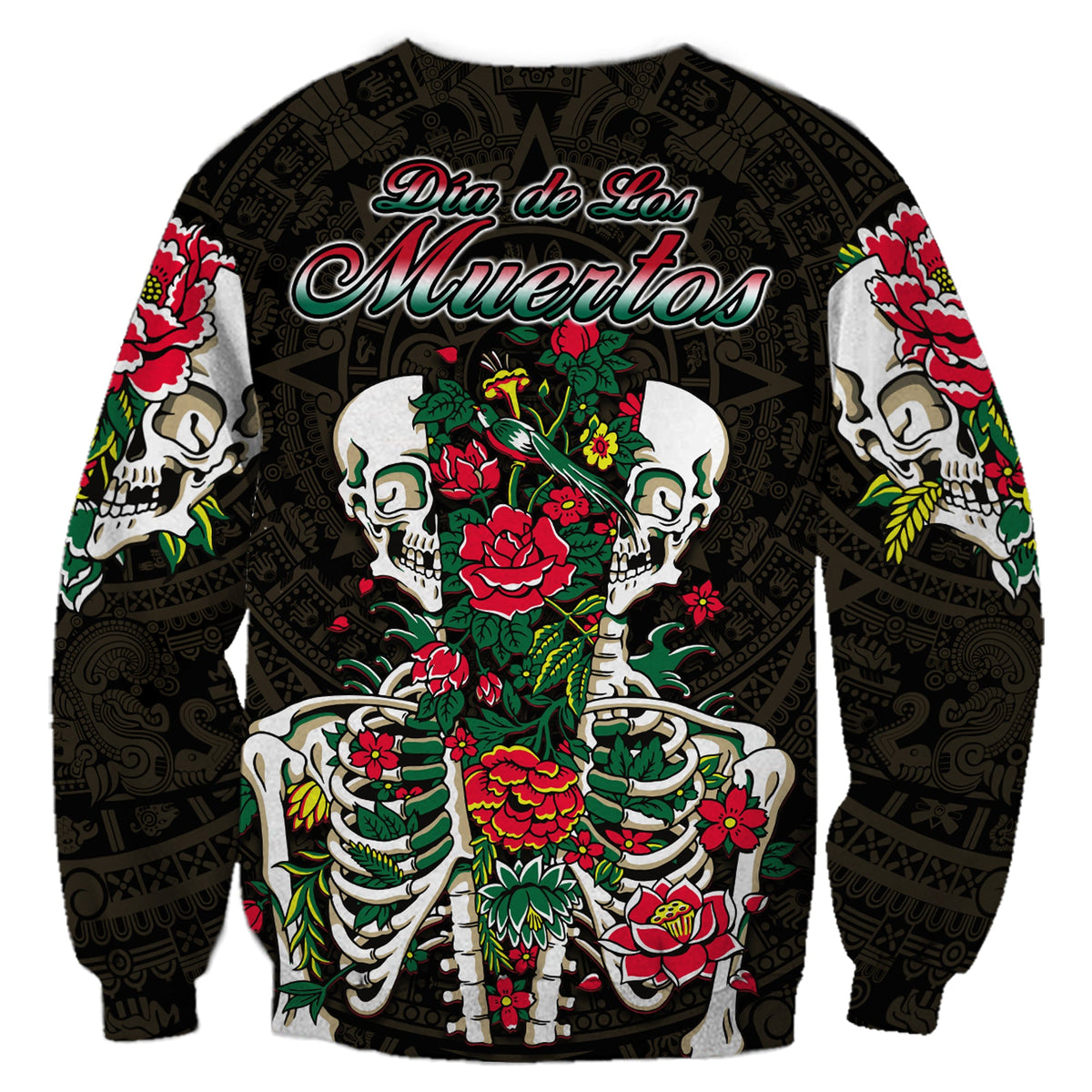 Mexico Sweatshirt Floral Skull Dia De Los Muertos - Wonder Print Shop