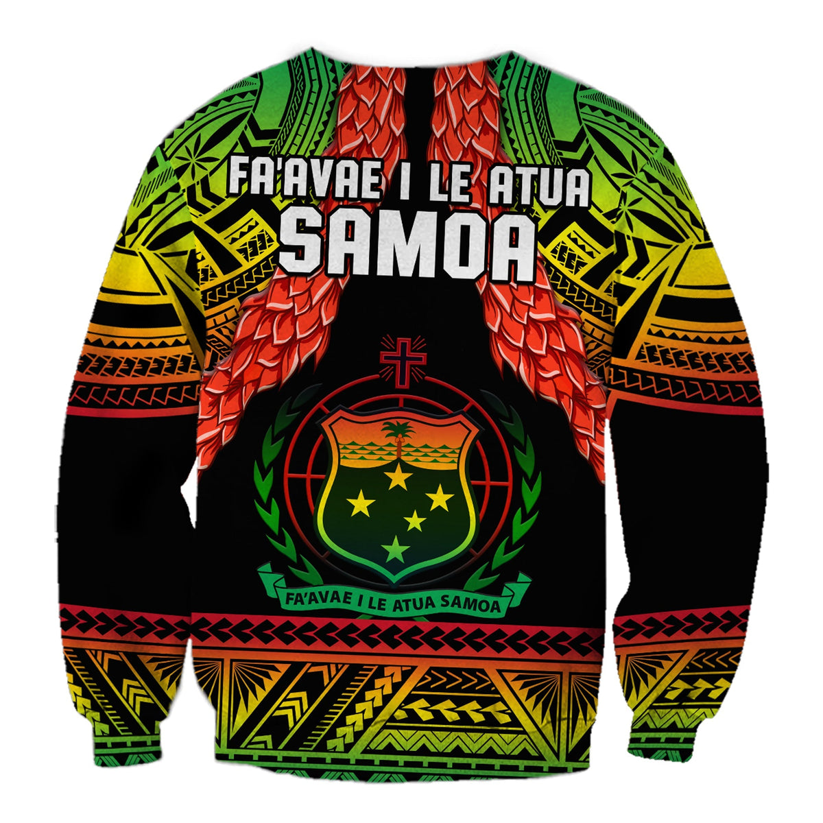 Rugby sweatshirt with black base, back text and crest graphic, long sleeves