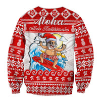 Custom Personalised Hawaii Christmas Sweatshirt Surfing Santa Mele Kalikimaka Polynesian - Wonder Print Shop