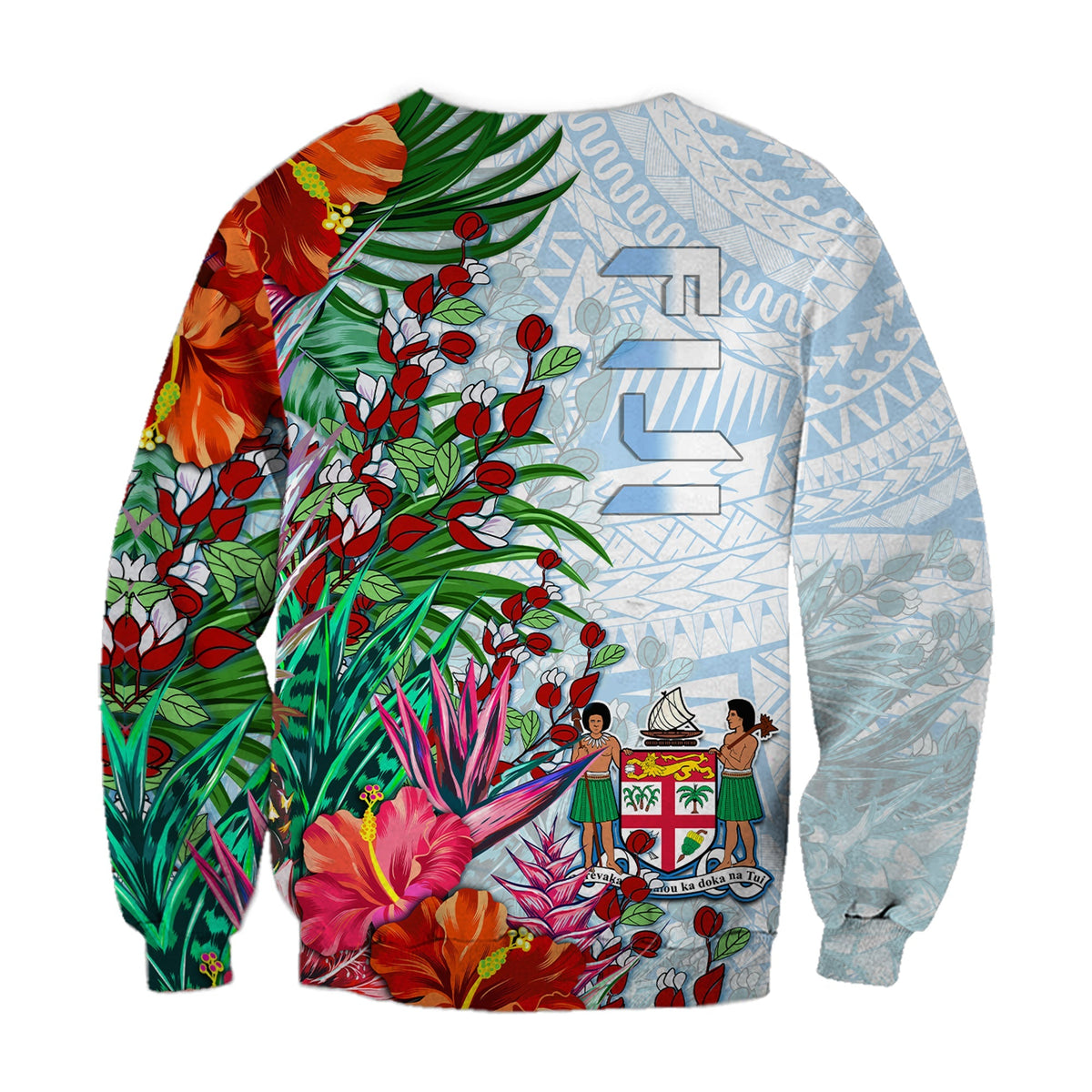 Custom Personalised Fiji Sweatshirt Proud Fijian Tapa mix Tagimoucia Flowers LT13 - Wonder Print Shop