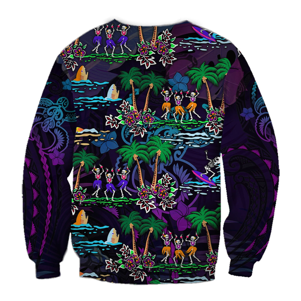 Hawaii Skeleton Dancing Sweatshirt Halloween Hawaiian Turtle LT13 - Wonder Print Shop