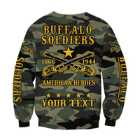 (Custom Text and Chapter) Buffalo Soldiers Sweatshirt Camouflage American Heroes BSMC LT13 - Wonder Print Shop