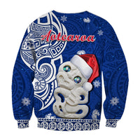New Zealand Christmas Sweatshirt Hei Tiki Blue Pohutukawa Meri Kirihimete - Wonder Print Shop