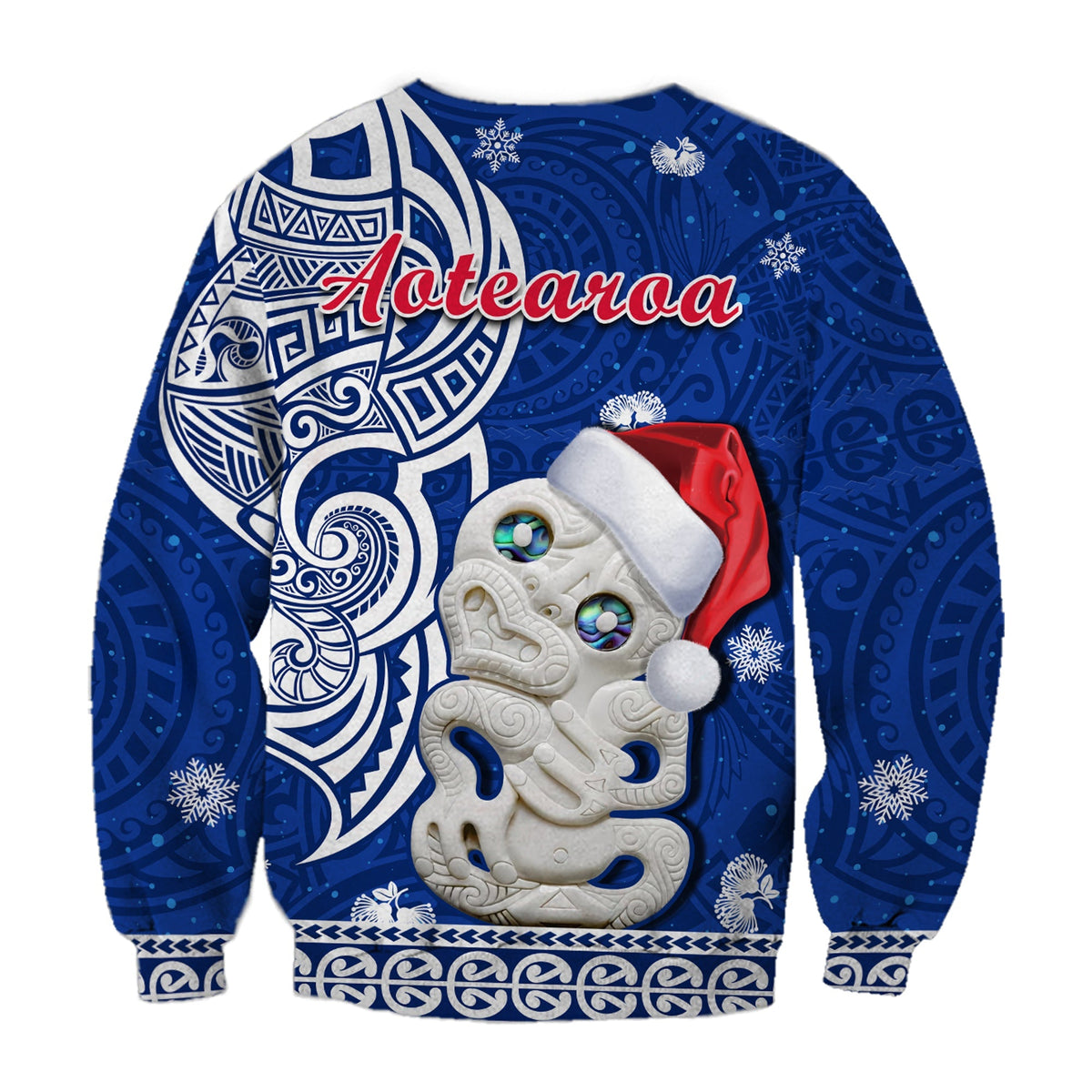 Custom Personalised New Zealand Christmas Sweatshirt Hei Tiki Blue Pohutukawa Meri Kirihimete - Wonder Print Shop