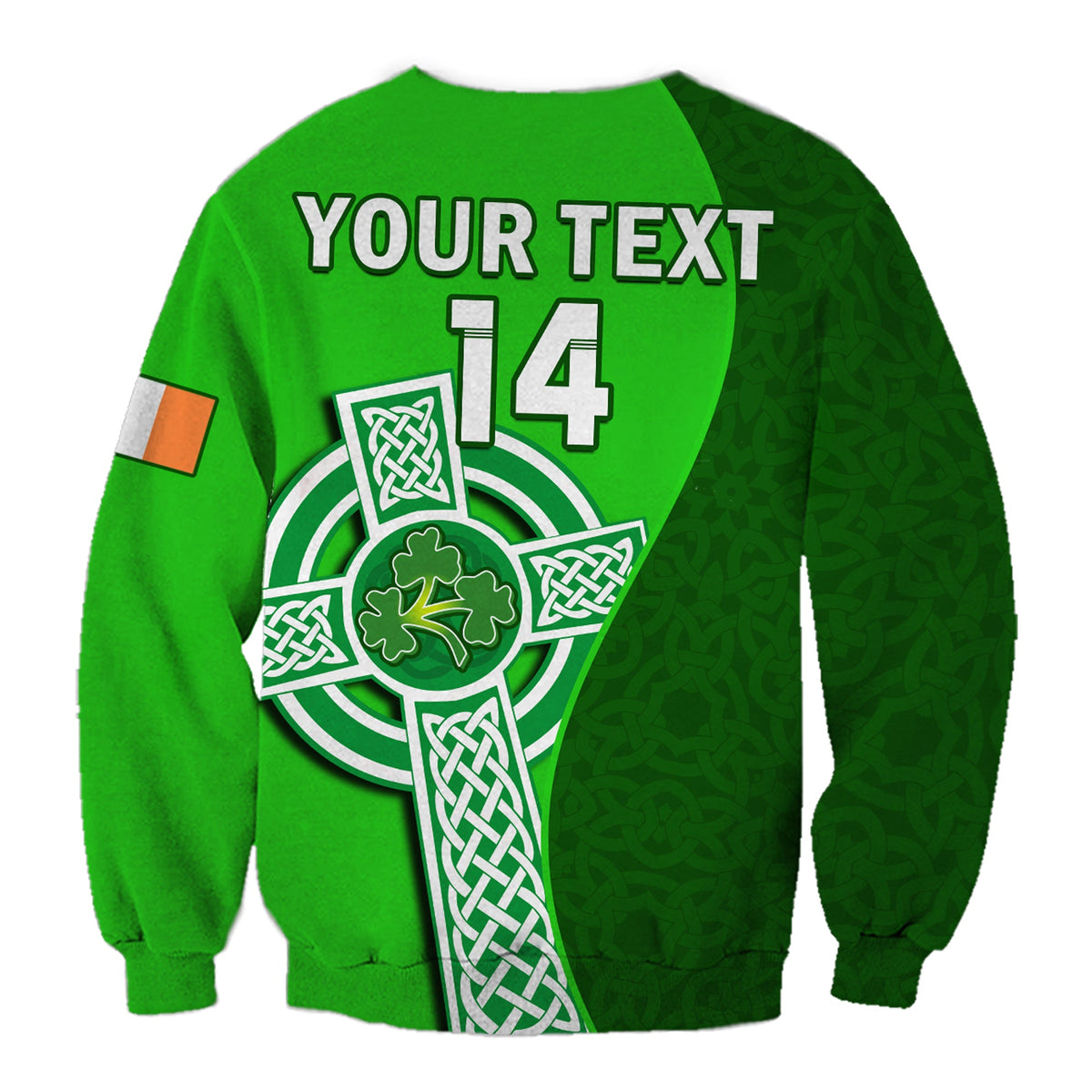 (Custom Text And Number) Ireland Cricket Sweatshirt Irish Flag Celtic Cross Sporty Style - Wonder Print Shop