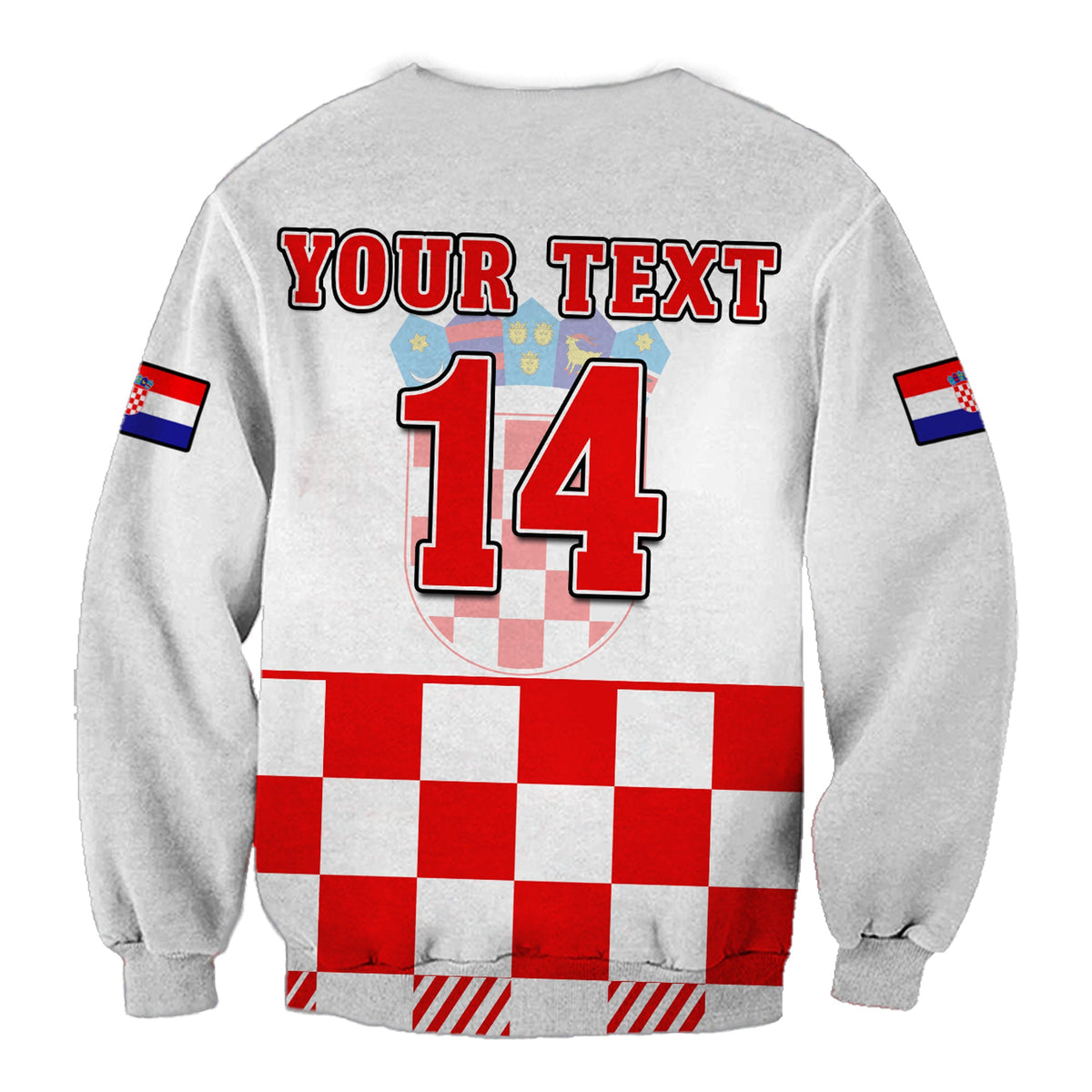 (Custom Text And Number) Croatia Football Sweatshirt Hrvatska Checkerboard Red Version - Wonder Print Shop