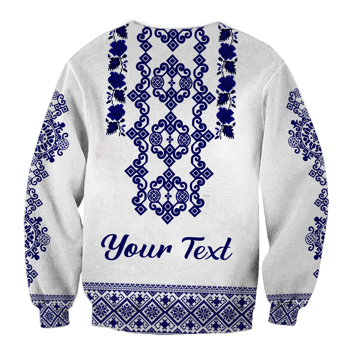 (Custom Personalised) Ukraine Sweatshirt Navy Ukrainian Folk - Wonder Print Shop