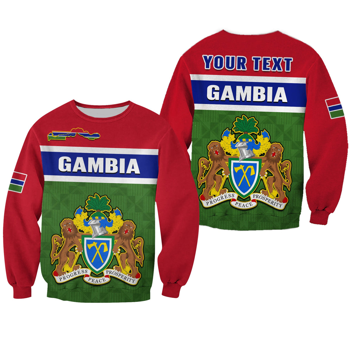 (Custom Personalised) Gambia Sweatshirt Happy 58th Independence Anniversary Flag Style - Wonder Print Shop