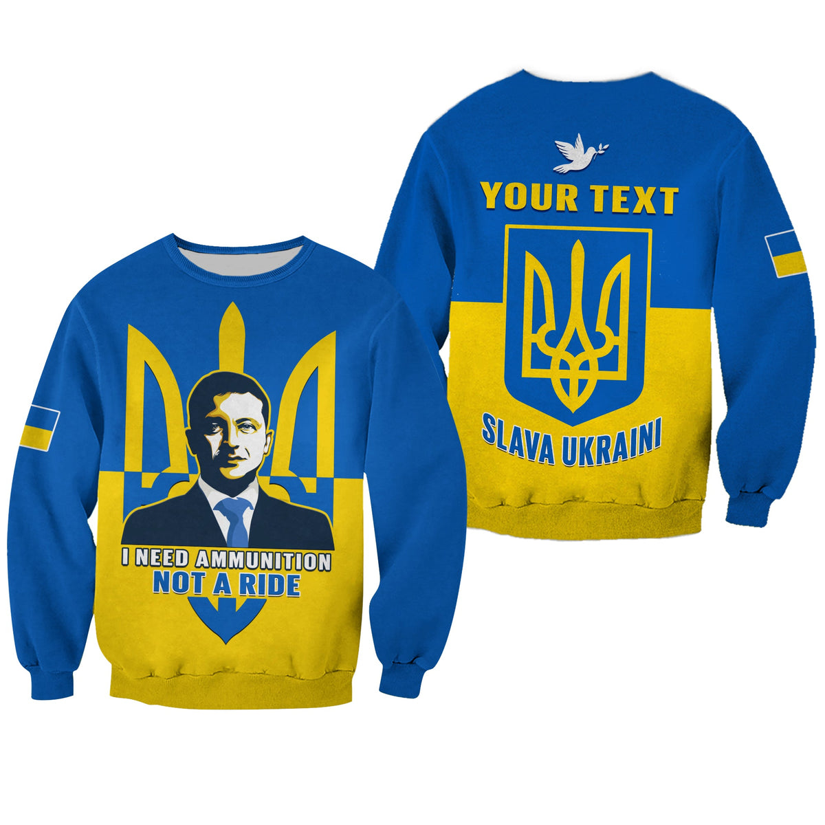 Custom Personalised Ukraine Sweatshirt Ukraine Gold Trident Slava Ukraini Blue - Wonder Print Shop