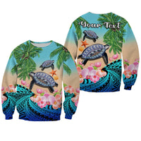 Custom Personalised Polynesian Turtle Coconut Tree And Orchids Sweatshirt - Wonder Print Shop