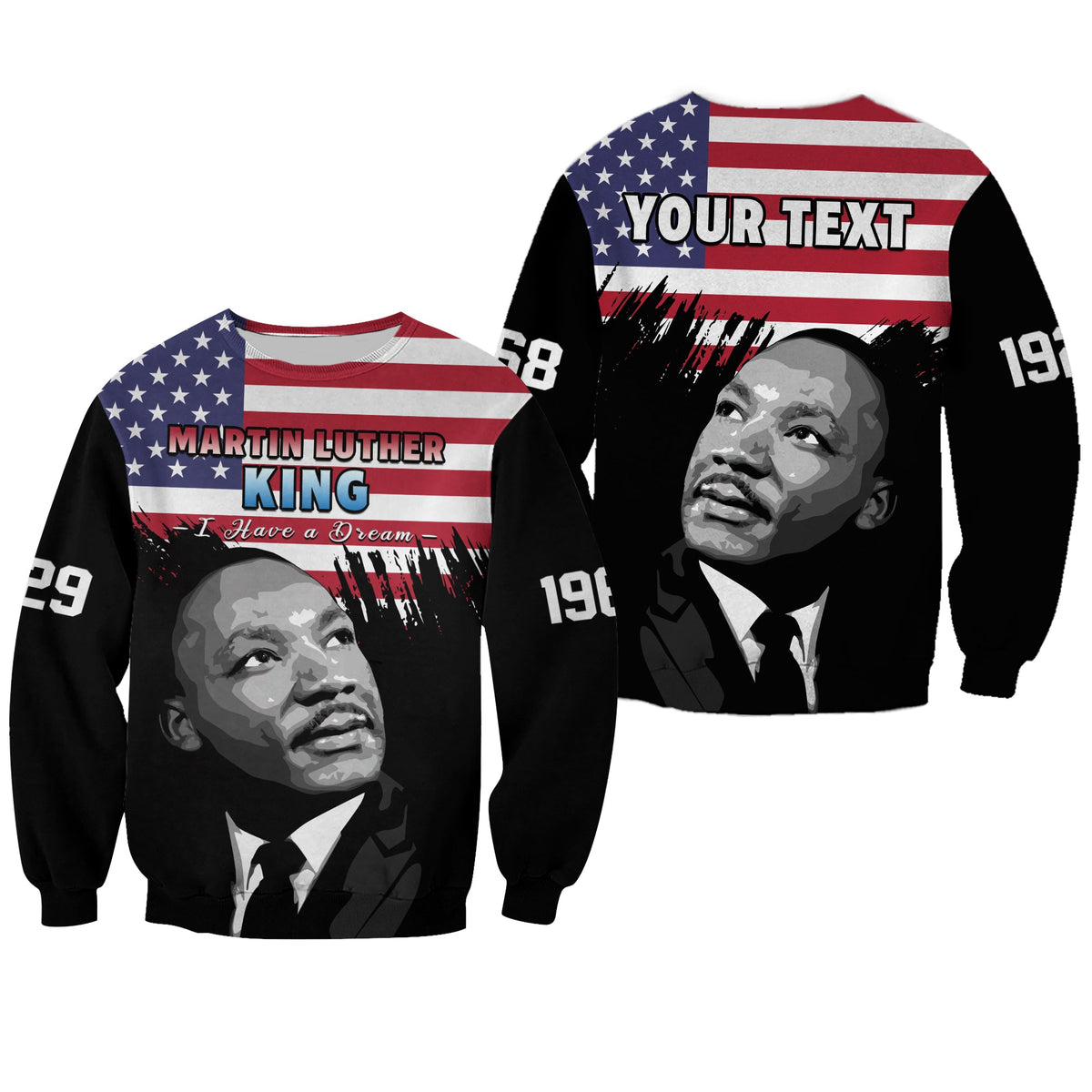 (Custom Personalised) United States Sweatshirt United States Happy MLK Day Flag Grunge Style - Wonder Print Shop