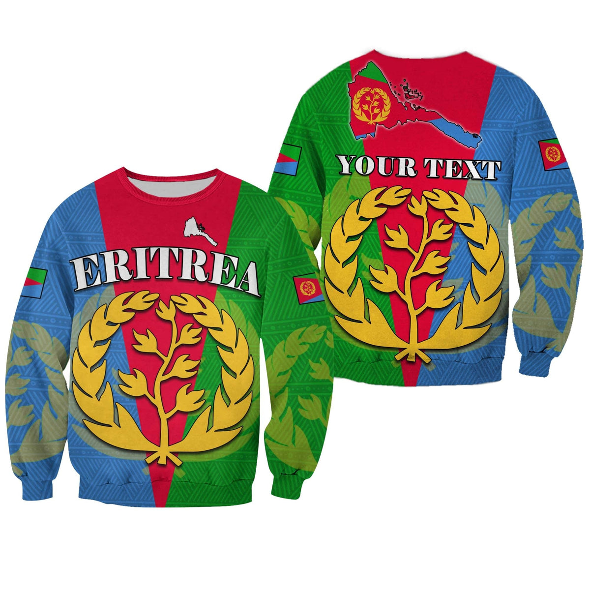 (Custom Personalised) Eritrea Sweatshirt Eritrean Map Mix African Pattern Simple Style - Wonder Print Shop