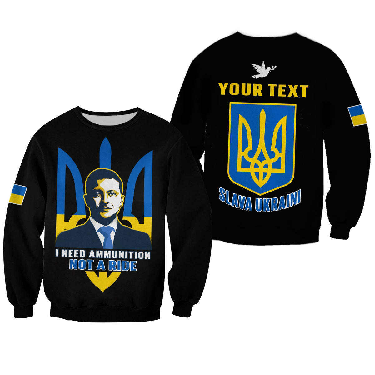 Custom Personalised Ukraine Sweatshirt Ukraine Gold Trident Slava Ukraini Black - Wonder Print Shop