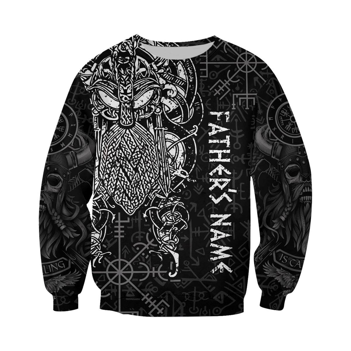 (Custom Personalised) Viking Dad Sweatshirt Odin Runes Fathers Day LT13 - Wonder Print Shop
