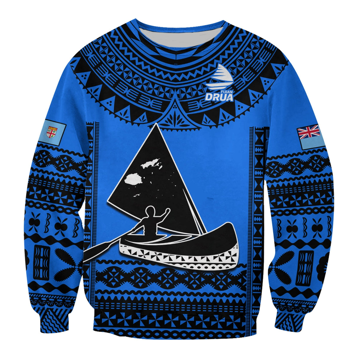 Custom Text And Number Fiji Rugby Sweatshirt Fijian Drua Super Polynesian Special Tapa Pattern - Wonder Print Shop