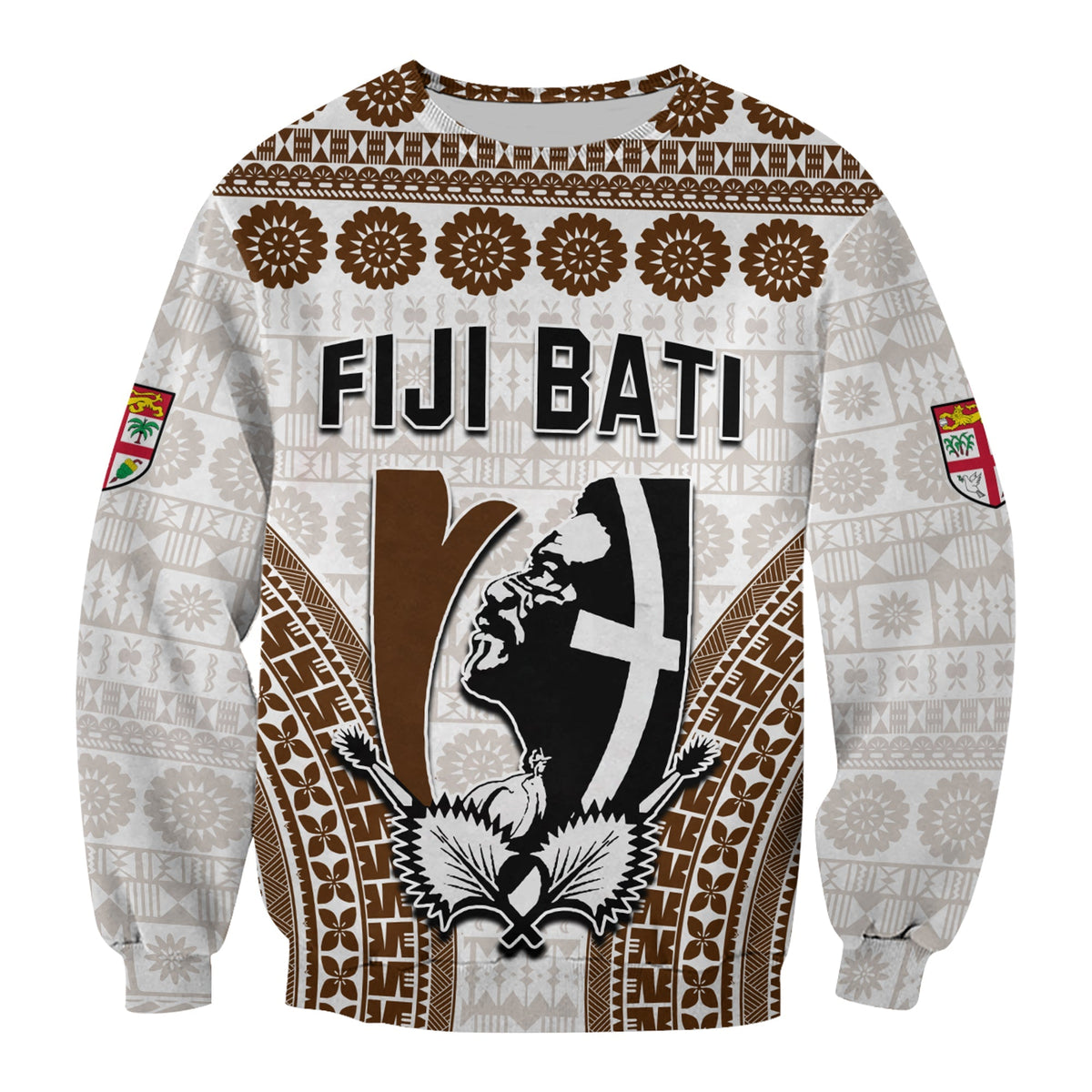 Custom Text and Number Fiji Rugby Bati Sweatshirt Proud Tapa Pattern LT13 - Wonder Print Shop