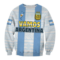 Blue Argentina sweatshirt front view with Vamos Argentina lettering and AFA crest