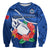 (Custom Text And Number) Samoa Rugby Sweatshirt Manu Samoa Polynesian Hibiscus Blue Style - Wonder Print Shop