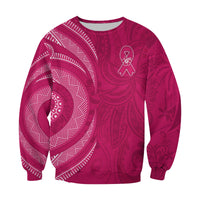 Custom Personalised Breast Cancer Awareness Sweatshirt Hibiscus Polynesian No One Fights Alone LT13 - Wonder Print Shop