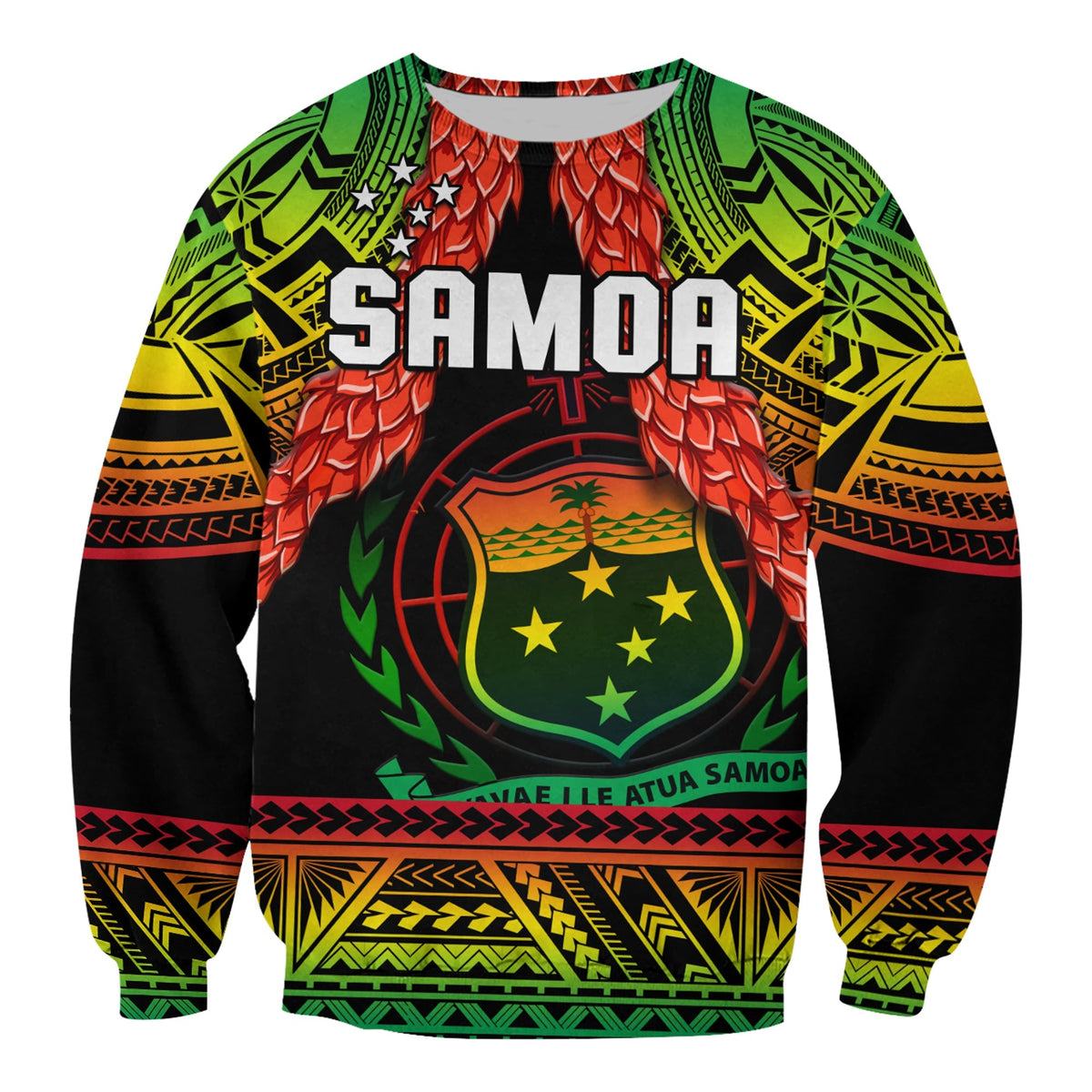Rugby sweatshirt with black base and large front crest graphic, long sleeves