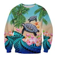 Custom Personalised Polynesian Turtle Coconut Tree And Orchids Sweatshirt - Wonder Print Shop