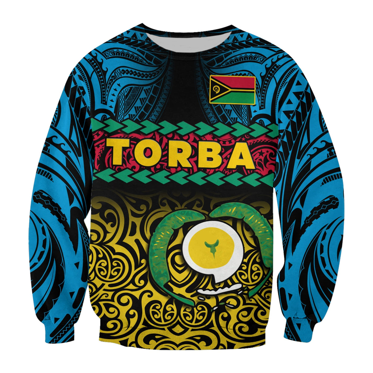 Torba Province Sweatshirt Vanuatu Pig Tusk Polynesian Flag Style - Wonder Print Shop