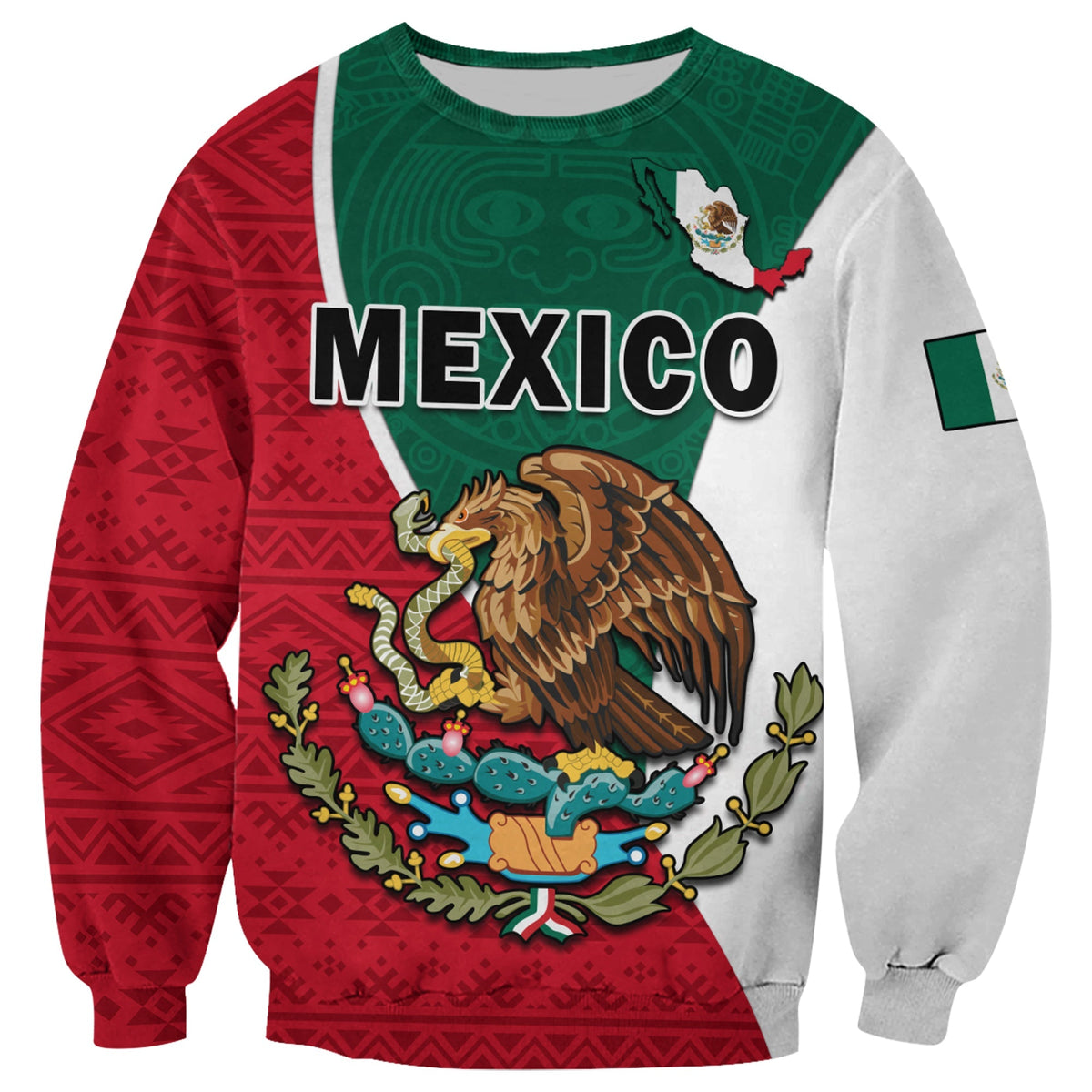 Mexico Sweatshirt Mexican Aztec Pattern - Wonder Print Shop