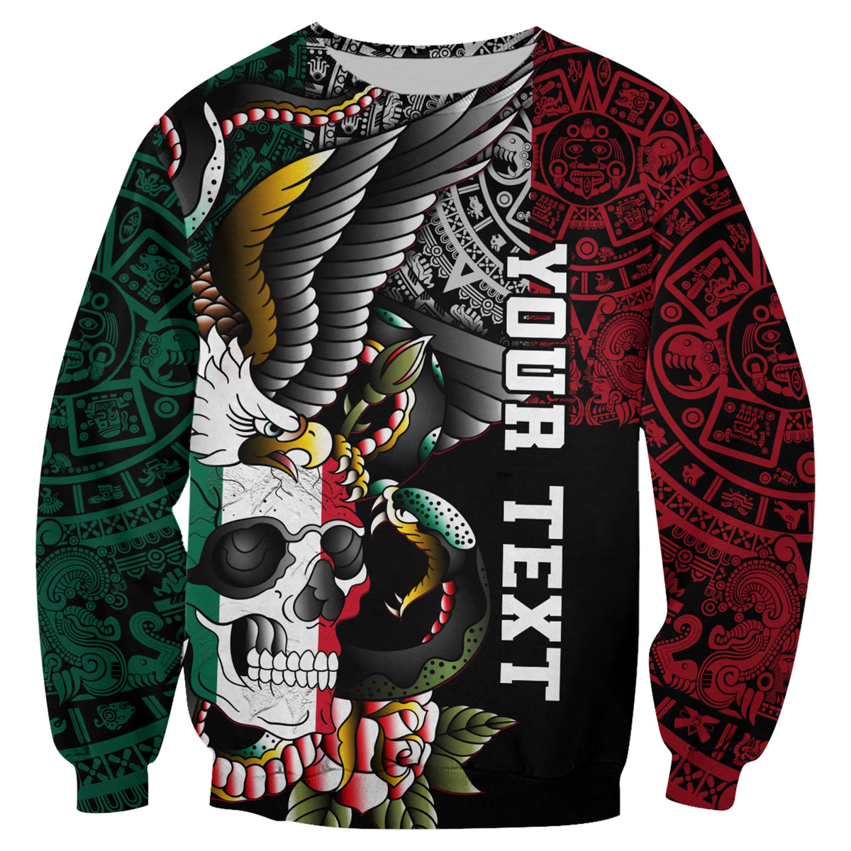 (Custom Personalised) Mexico Sweatshirt Mexican Skull Eagle With Angry Snake - Wonder Print Shop