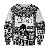 Custom Text And Number Fiji Rugby Sweatshirt Pacific The Bati Black Fijian Tapa - Wonder Print Shop