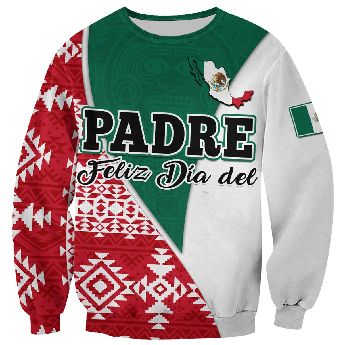 Happy Mexico Fathers Day Sweatshirt Mexican Aztec Pattern - Wonder Print Shop