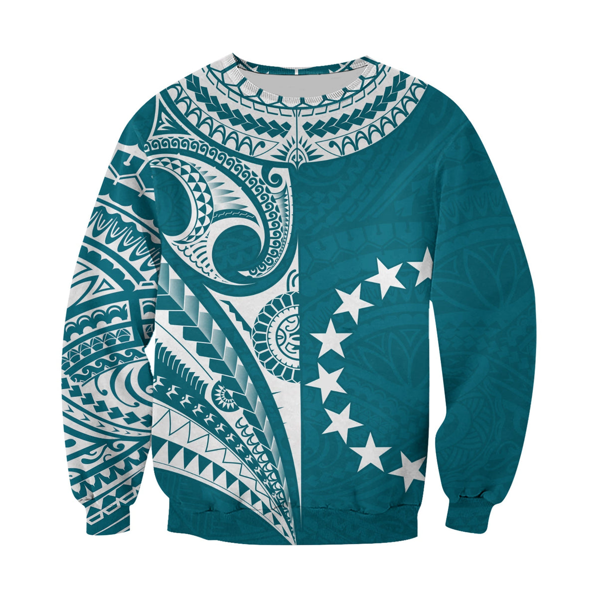 Cook Islands Tatau Sweatshirt Symbolize Passion Stars Version Blue LT13 - Wonder Print Shop