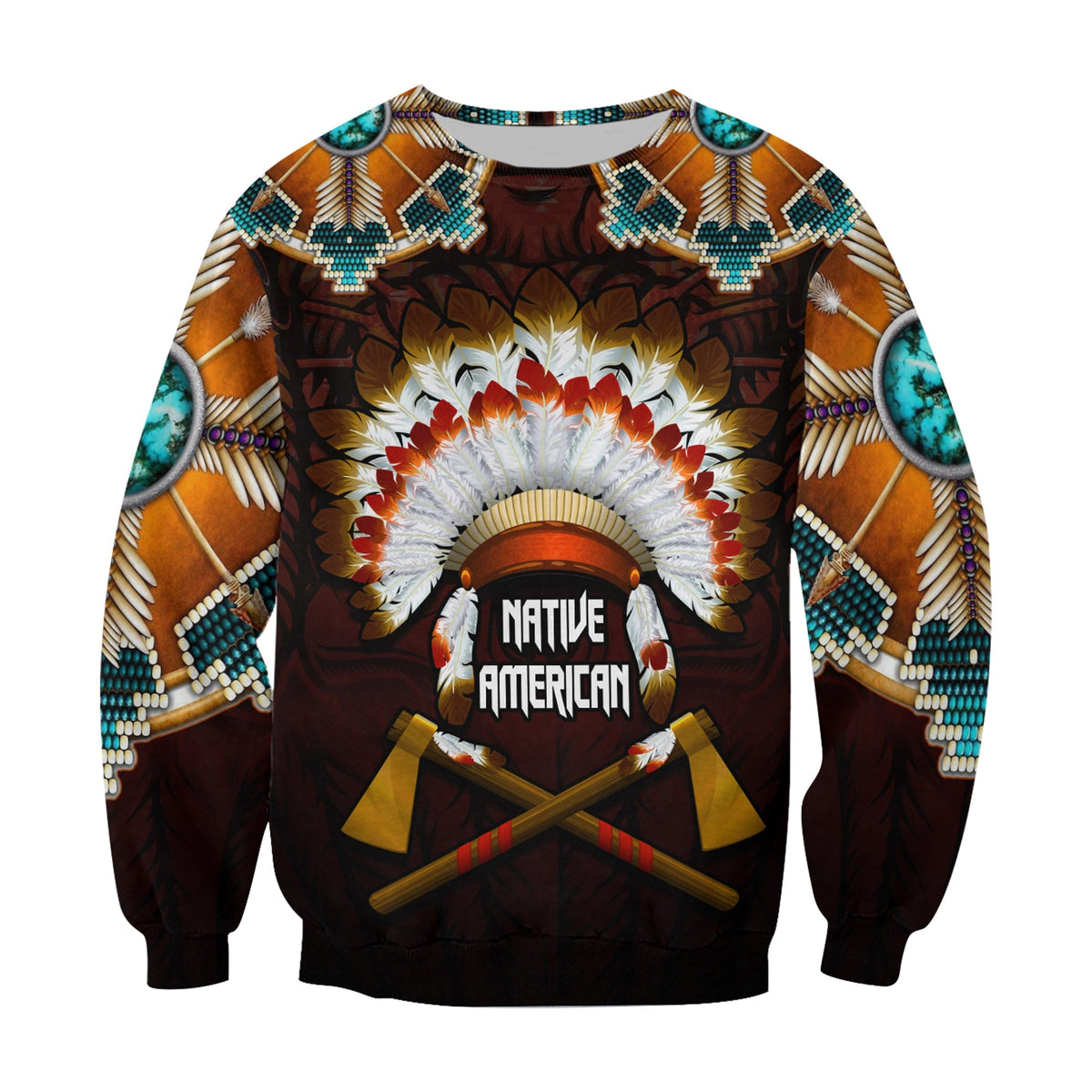 (Custom Personalised) The First Americans Sweatshirt Indian Headdress With Skull LT13 - Wonder Print Shop